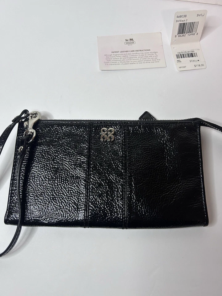 Carteira/pulseira Coach couro envernizado preto 46803 em excelente estado usado - Imagem 2 de 4