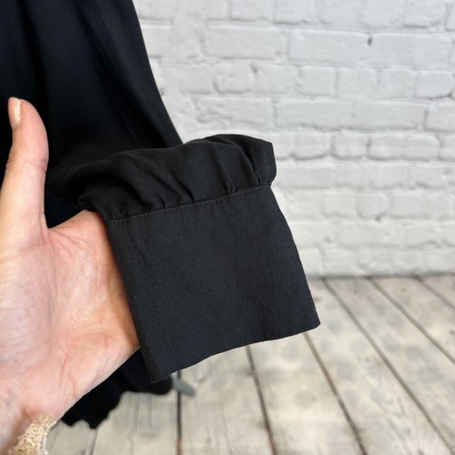 H&M Black Shirt Midi Dress Buttoned Work Party Casual Size M (UK Size 12-14) - Picture 7 of 14