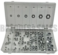 150pc 304 Stainless Steel Nylon Insert Hex Lock Nut Assortment Kit Self Locking