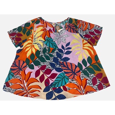 Orientique Naturally Australian Top Women s 2X Barbeyrolles Print Short Sleeve