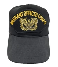 Vtg Sun Cap Warrant Officer Corps Patch Black Mesh Foam Trucker Hat Cap