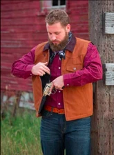 Wyoming Traders Mens Cody Conceal Carry Zip Up Canvas Ranch Wear Cowboy Vest