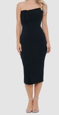 Betsy  Adam Womens Black Asymmetric Neckline MIDI Dress Size 4
