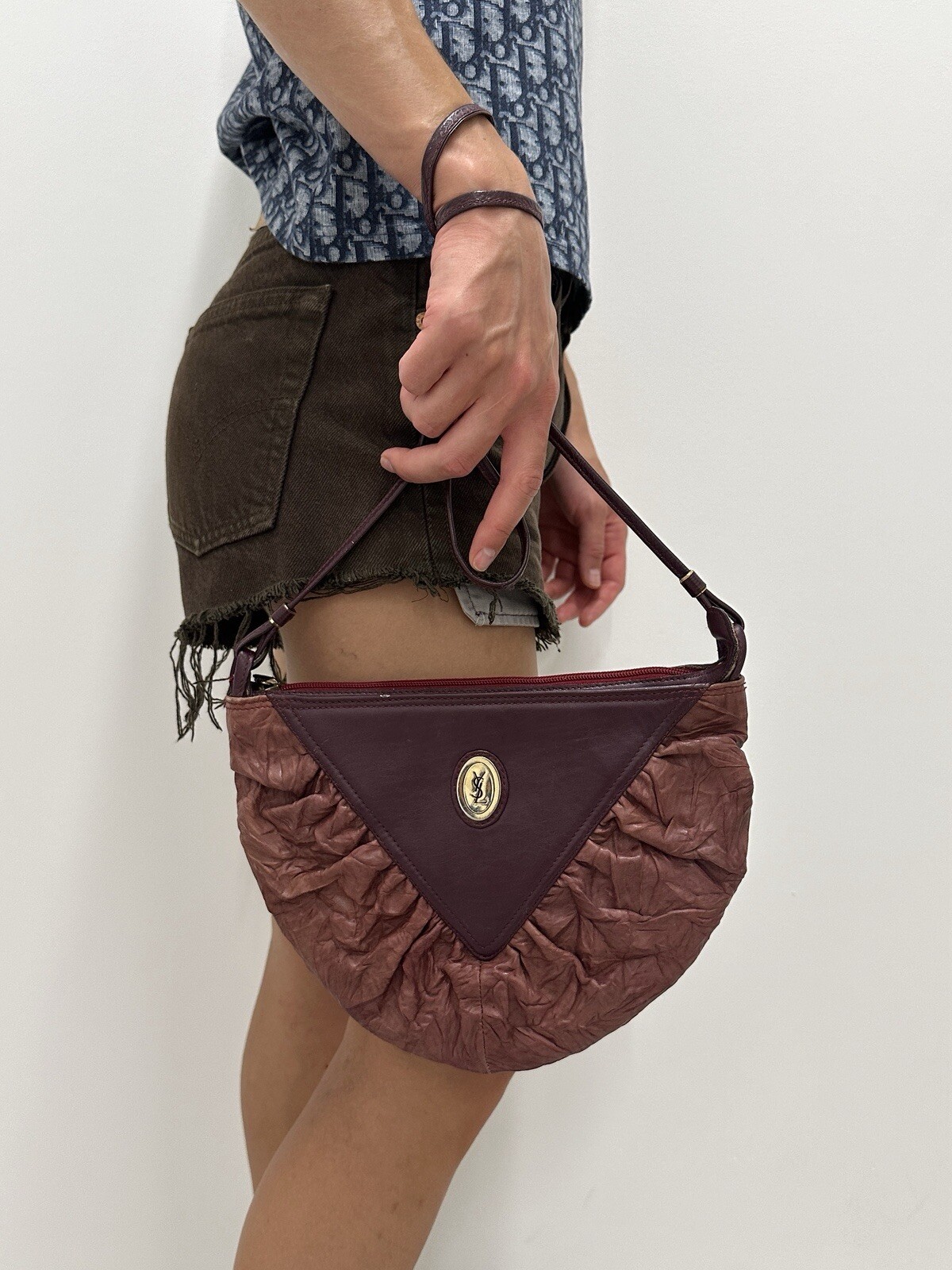 Borsa Yves Saint Laurent vintage anni 80 in pelle bordeaux