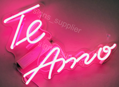 New Te Amo Wall Decor Artwork Real Glass Acrylic Neon Light Sign