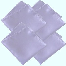 5PCS Light pale Lilac Solid Hankie Hankerchief Pocket Square Hanky Wedding 100VV