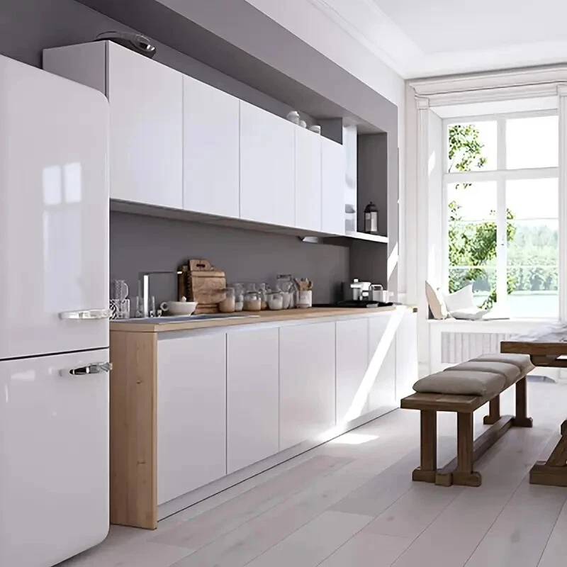 Película para muebles blanca de alto brillo autoadhesiva, impermeable, fácil corte, actualización hágalo usted mismo