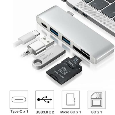USB Type-C Thunderbolt3 to USB3.0*2 SD TF Card Reader PD For MacBook Dell Alloy 