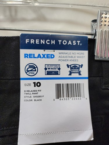 French Toast Boys Adjustable Waist Relaxed Fit Twill Pants, Black, Size 10 - Picture 8 of 8