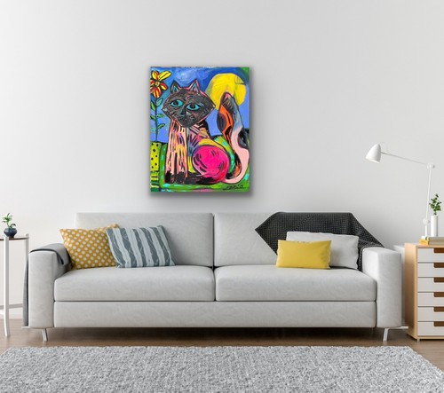 Picatso By MBollen original painting stylized cat cubism modern cats - Picture 10 of 12
