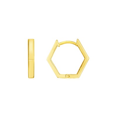 14 Karat Gelbgold Sechseck Huggie Creolen Ohrringe