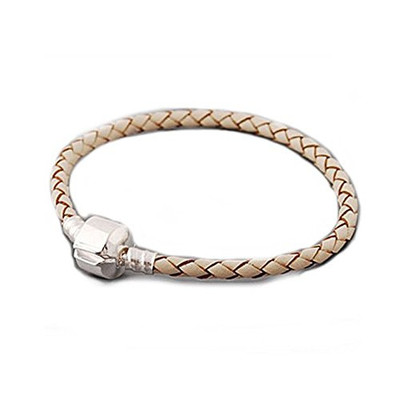 High Quality Real Leather Bracelet Champagne  (7.25'')Fits Beads For European Sna