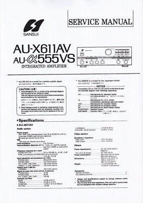 Service Manual-Anleitung für Sansui AU-a555 VS, AU-X611 AV 