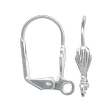 19x12mm silver plated metal, shell front, lever back ear wires, 12 pcs 6 pair 