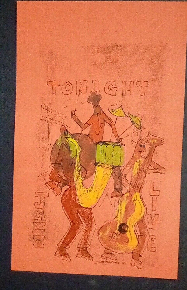Jazz Art Origl Signed Shankweiler 87 Acrylic/Ink “Alien Jazz Band