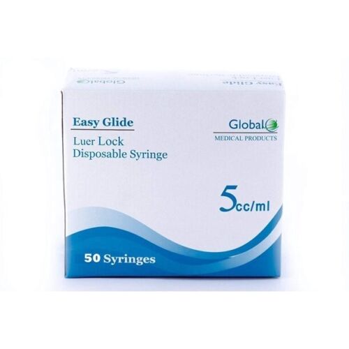 Easy Glide Syringes 5ml Box of 50 5cc Luer Lock without needle Sterile - Afbeelding 1 van 2
