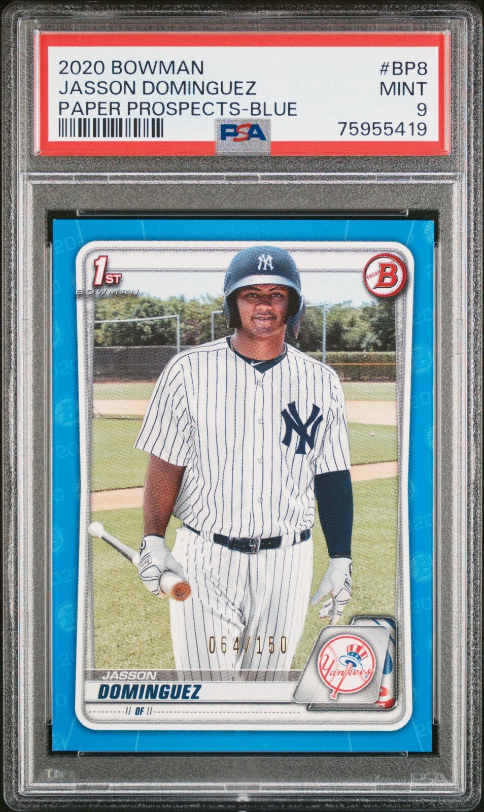 2020 Bowman Paper Blue #BP8 Jasson Dominguez /150 Rookie RC Mint PSA 9