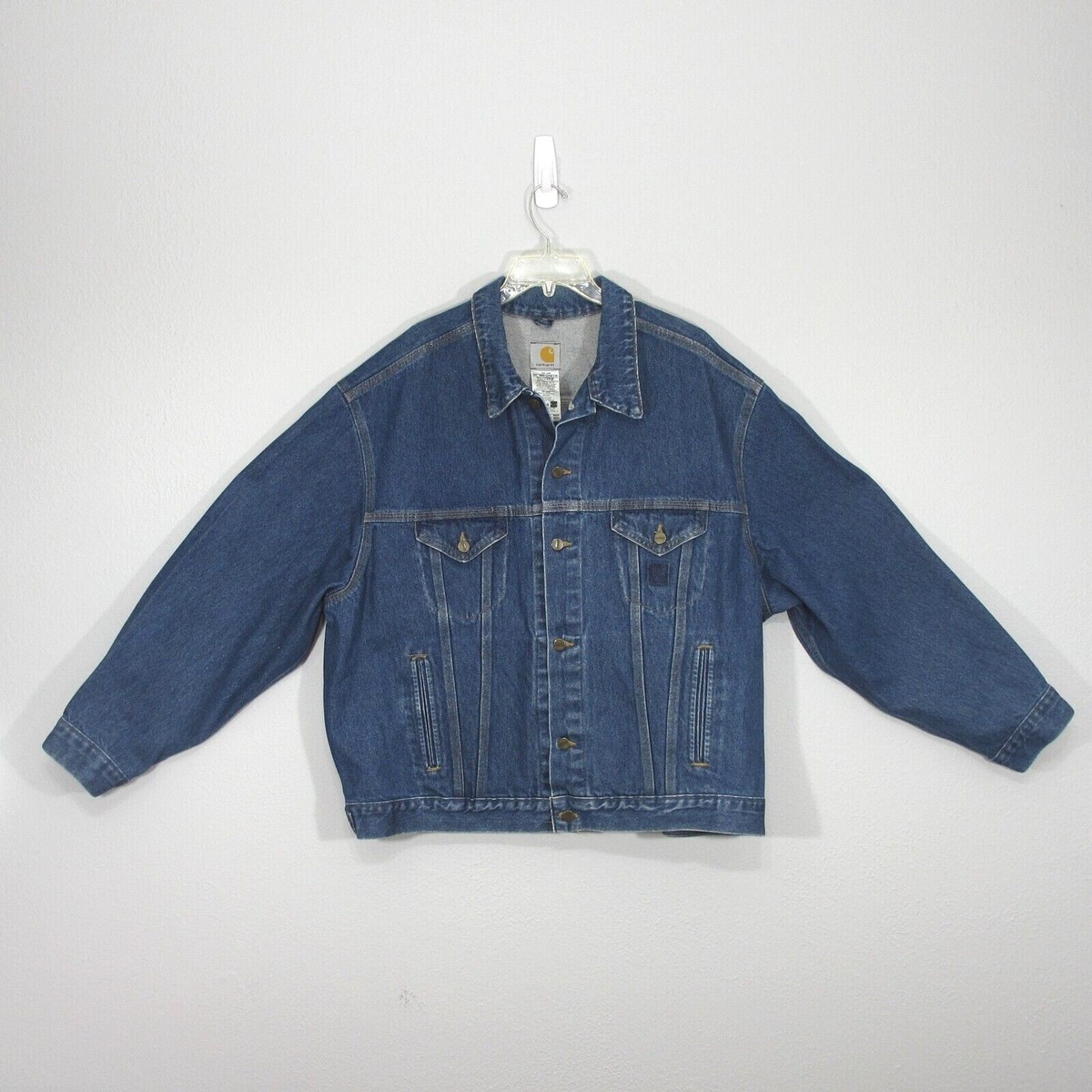 Vintage Carhartt Men's Denim Blue Jean Jacket 2XL Trucker Work