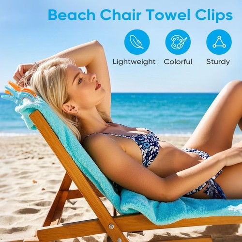 Higift 8 Pack Beach Towel Clips for Beach Chairs, Large Pool Chair Clips - Picture 4 of 7