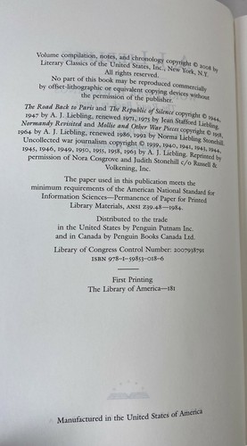 A. J. Liebling: World War II Writings edited by Pete Hamill, LOA 2008 HC SC, 1st - Picture 7 of 8