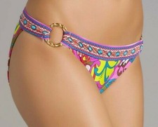 Trina Turk fiji Flowers Ring Buckle Side Hipster Swimsuit Bikini Bottom