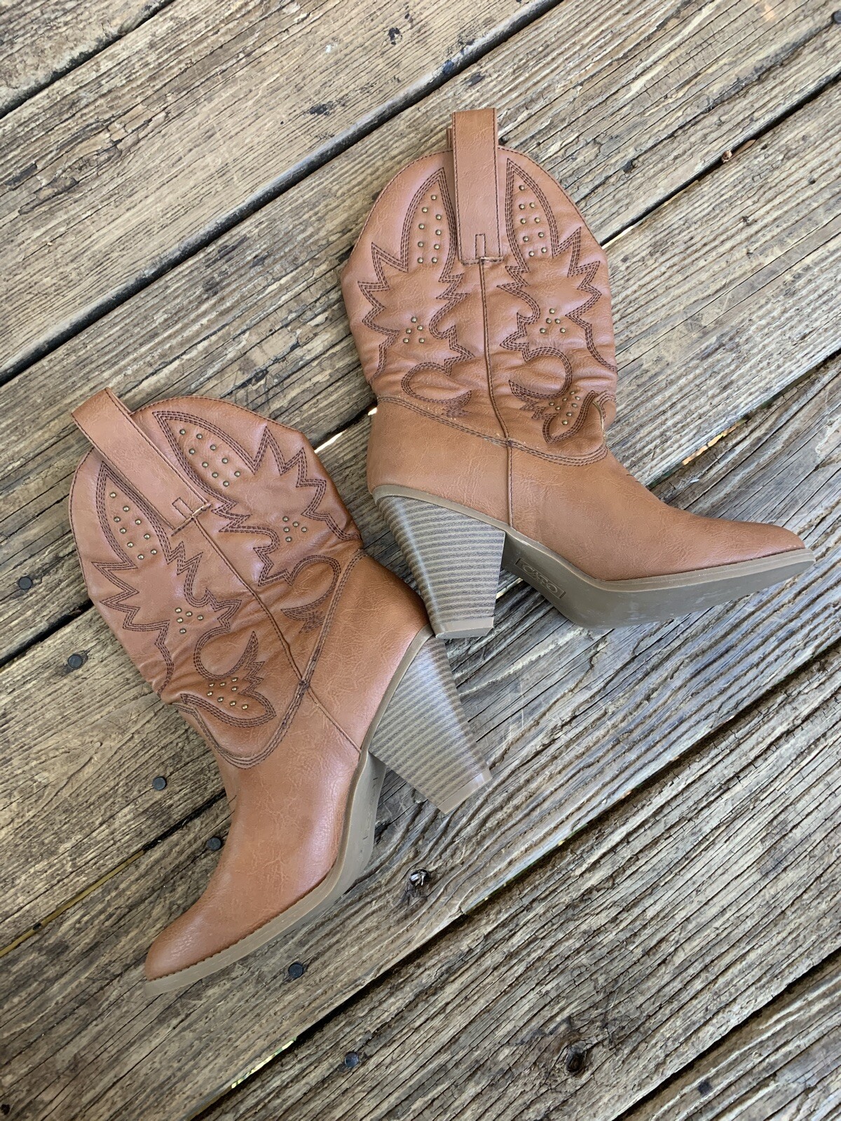 CATO Cowboy Cowgirl Line Dance Faux Leather Boots Cam… Gem