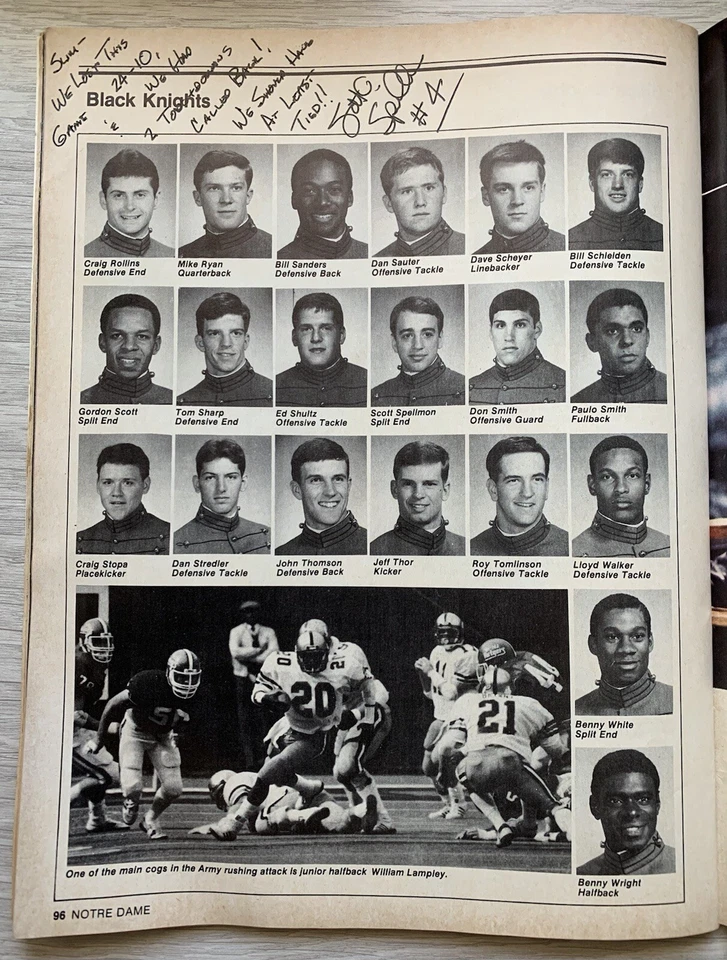 Scott Spellmon Autographed Army vs Notre Dame Football Program - Original 1985 - Image 3 of 4