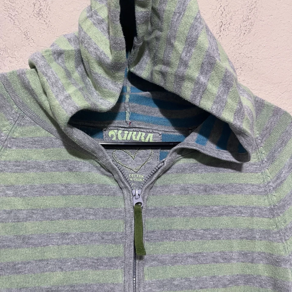 Kirra Mujer Sudadera con Capucha Chaqueta Verde Rayas XL Patinador y2K Foto 3 de 4