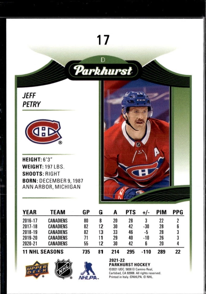 2021-22 Parkhurst #17 Jeff Petry - Image 2 of 2