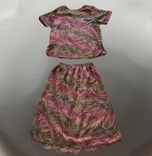 VTG KAKTUS PLUS 2PC Lined Skirt Blouse Top Tiger Print Keyhole Women's Sz XL