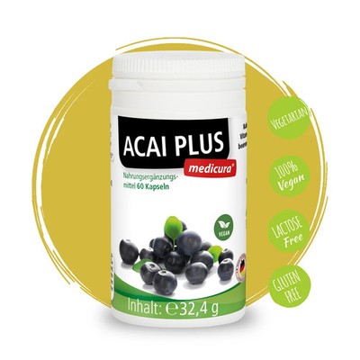 Acai Plus   60 Kapseln   Acaibeeren + Grüntee + Vitamin C   Nahrungsergänzung