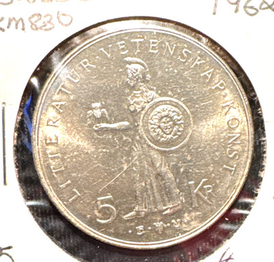 Sweden 1962 5 kronor KM 830 Choice BU