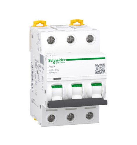 Schneider Acti9 IC60H MCB 3 Pole 25A - Picture 1 of 1