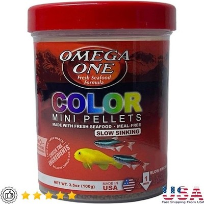 Color Boosting Mini Pellets Sinking Fish Food Omega 3 6 Immune Support 3.5oz New