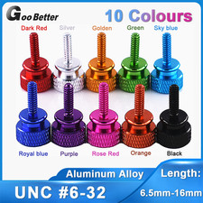 UNC 6-32 Aluminum Knurled Thumb Screw Flat Hand Grip Knob Bolts Computer PC Case