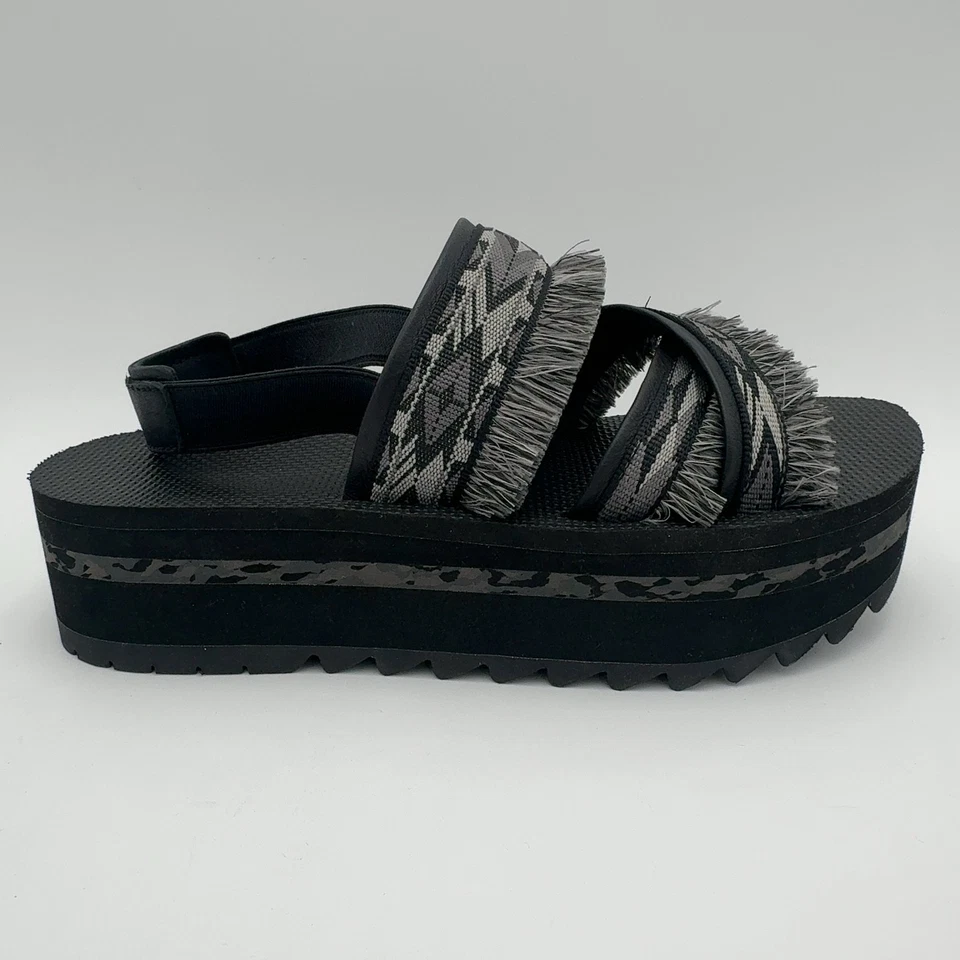 Sandalias cómodas sin cordones negras doble diamante Teva Flatform Ceres, talla 10 M Foto 2 de 4
