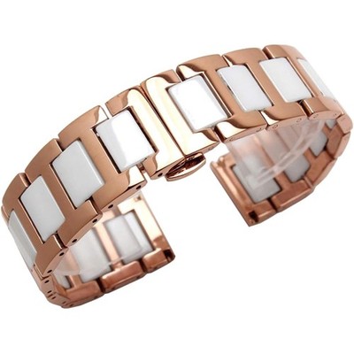 Uhrenarmband Edelstahl Keramik 20mm verstellbar Ersatzband für Uhr