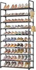 Shoe Rack for Closet - 10-Tier Shoe Organizer with Hook Rack, Large