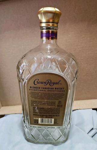 EMPTY CROWN ROYAL Whiskey Bottle With Top 375 ml, 750ml, 1.75 L