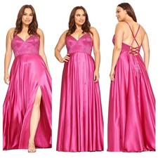 NEW NWT Faviana FA9524 Rasperry Pink Bejeweled Maxi Gown Size 12