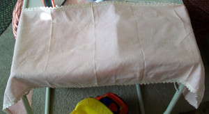 Vintage Pink with white edge 12 x 40" Dresser Scarf