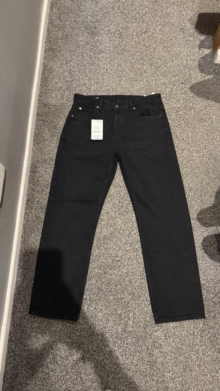 Mens Zara Regular Fit Jeans Uk 32 Black BNWT RRP £36