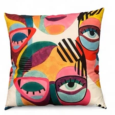 Abstract Modern Face Eye Pillow With Zipper Cover Brand New Foam Pillow