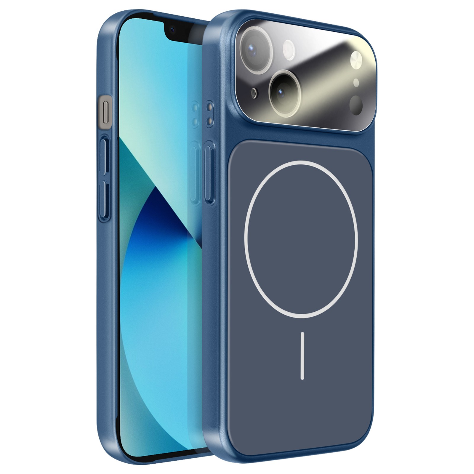 Coque iPhone 13 verre AG finition mat bleu nuit housse de protection mince