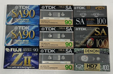 Lot of 9 TDK SA Fuji ZII Denon HD7 90/100 Type II Audio Cassette Tapes NEW