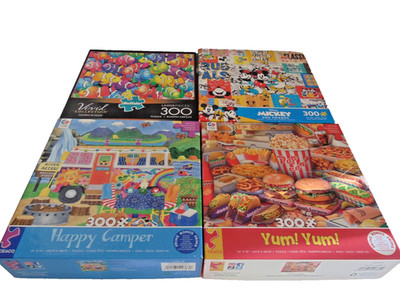 Lot of 4 - Buffalo(1) & Ceaco 300 Large Piece Jigsaw Puzzles All 100% Complete