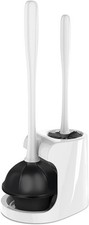 2 in 1 Toilet Brush and Plunger Set - Toilet Brush with Solid Handle, White