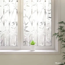 Frosted Glass Film, Bamboo Privacy Clings, Stained Decorative Window Decals -...