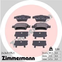 Hinterachse Zimmermann 24349.175.1 Bremsbelagsatz, Scheibenbremse FüR Abarth,Fia