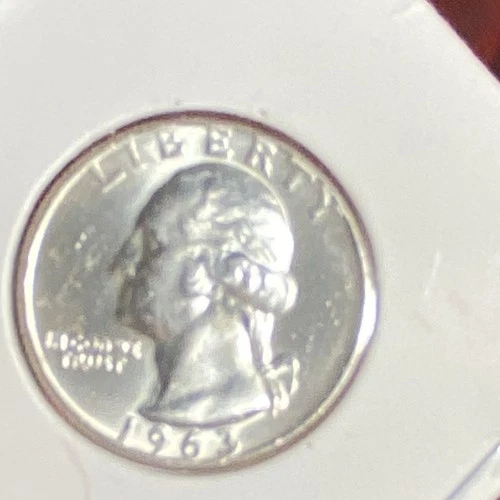 1963DWashington Quarter Uncirculated Silver 25C US Coin 0.9 Fineness Uncertified